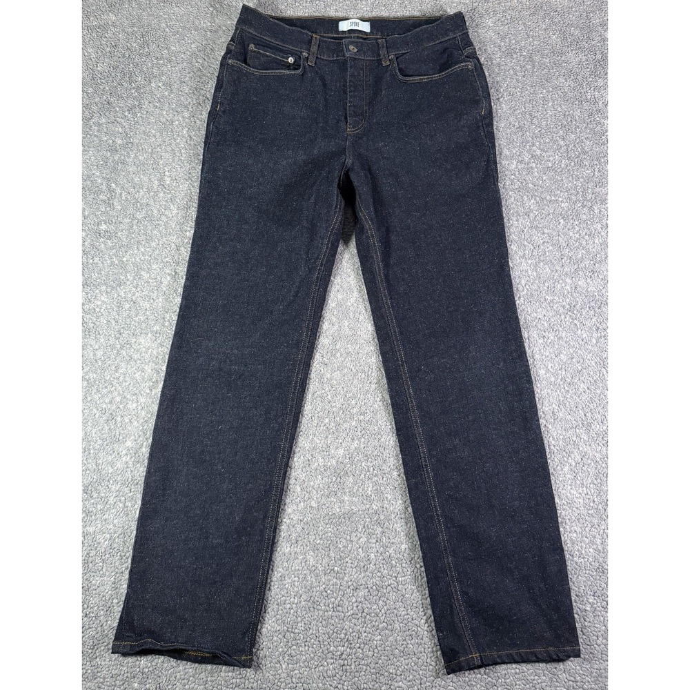 Spoke Jeans Mens 33x30 Dark Wash Build‎ C Selvedge Cotton Hemp Stretch Denim